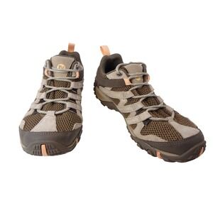 Merrell Hiking Shoes Womens 10 Brown Tan Low Top Mesh Suede Trail